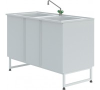 Мойка лабораторная химическая ЛК-1200 СМС-ПВ (2 раковины, 1 смеситель)