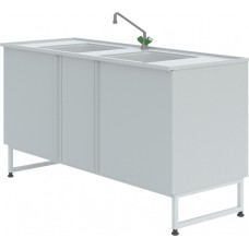 Мойка лабораторная химическая ЛК-1500 СМС-ПВ (2 раковины, 1 смеситель)